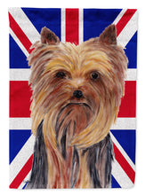 Load image into Gallery viewer, Yorkie with English Union Jack British Flag Garden Flag - Outdoor Decorative Yard Flag SC9822GF