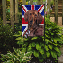 Load image into Gallery viewer, Dachshund with English Union Jack British Flag Garden Flag - Outdoor Decorative Yard Flag
