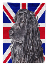 Load image into Gallery viewer, Black Cocker Spaniel with Engish Union Jack British Flag Flag Canvas House Size SC9867CHF