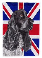 Load image into Gallery viewer, Black Cocker Spaniel with Engish Union Jack British Flag Flag Canvas House Size SC9868CHF