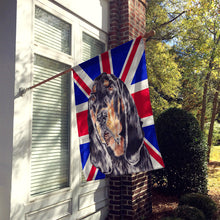 Load image into Gallery viewer, Black and Tan Coonhound with Engish Union Jack British Flag Flag Canvas House Size SC9869CHF