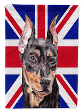 Load image into Gallery viewer, German Pinscher with English Union Jack British Flag Garden Flag - Outdoor Decorative Yard Flag SC9872GF