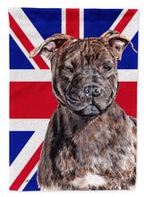 Load image into Gallery viewer, Staffordshire Bull Terrier Staffie with English Union Jack British Flag Garden Flag – Decorative Outdoor Yard Flag SC9882GF