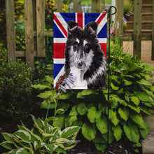 Load image into Gallery viewer, Black and White Collie with English Union Jack British Flag Garden Flag – Decorative Outdoor Yard Flag SC9885GF