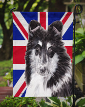 Load image into Gallery viewer, Black and White Collie with English Union Jack British Flag Garden Flag – Decorative Outdoor Yard Flag SC9885GF