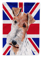 Load image into Gallery viewer, Wire Fox Terrier with English Union Jack British Flag Garden Flag - Outdoor Decorative Yard Flag SC9887GF