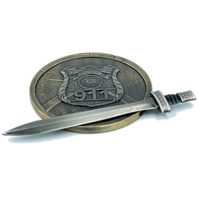 Load image into Gallery viewer, EL9-004 Suffolk County Police Department Shield with removable Sword Challenge Coin Set Long Island SCPD