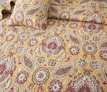 Load image into Gallery viewer, Tache Royal Medallion Floral Paisley Damask Yellow Pink Boho Chic Quilt Set (SD5357)