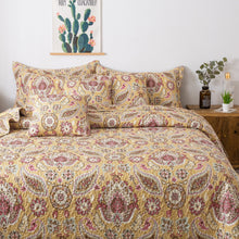 Load image into Gallery viewer, Tache Royal Medallion Floral Paisley Damask Yellow Pink Boho Chic Quilt Set (SD5357)