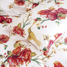 Load image into Gallery viewer, Tache Floral Hummingbirds Burgundy White Vintage Rose Garden Reversible Duvet Cover (SD-7676)