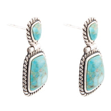 Load image into Gallery viewer, Arizona Blue Turquoise and Sterling Silver Roped Earrings