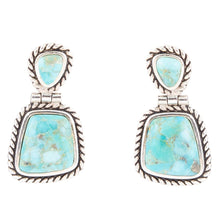 Load image into Gallery viewer, Arizona Blue Turquoise and Sterling Silver Roped Earrings