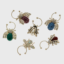 Load image into Gallery viewer, Bedazzled bee wine charms, dark jewel tones