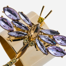 Load image into Gallery viewer, Dragonfly napkin rings, amethyst, set of two