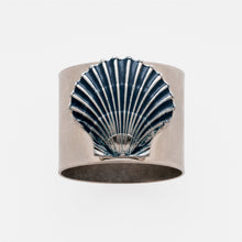 Load image into Gallery viewer, Painted shell napkin rings, blue, set of two