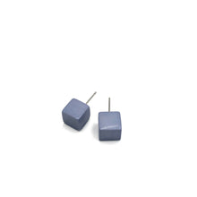 Load image into Gallery viewer, Smoke Blue Midi Cube Stud Earrings
