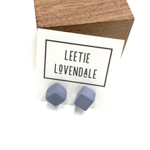Load image into Gallery viewer, Smoke Blue Midi Cube Stud Earrings