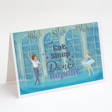 Load image into Gallery viewer, Eat Sleep Dance Repeat Greeting Cards -  Blank Note Cards – 8-Pack of Artist-Designed Cards with Envelopes
