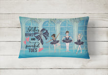 Load image into Gallery viewer, Glitter Bows and Pointed Toes Dance Canvas Fabric Decorative Pillow