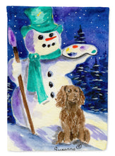 Load image into Gallery viewer, Artist Snowman with Boykin Spaniel Garden Flag – Decorative Outdoor Yard Flag