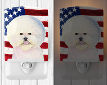 Load image into Gallery viewer, USA American Flag with Bichon Frise Ceramic Night Light SS4011CNL