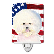 Load image into Gallery viewer, USA American Flag with Bichon Frise Ceramic Night Light SS4011CNL