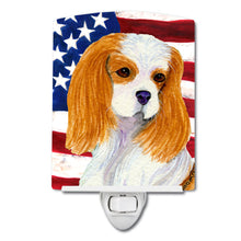 Load image into Gallery viewer, USA American Flag with Cavalier Spaniel Ceramic Night Light SS4012CNL