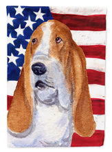 Load image into Gallery viewer, USA American Flag with Basset Hound Flag Canvas House Size