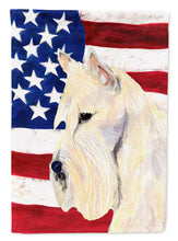 Load image into Gallery viewer, USA American Flag with Scottish Terrier Flag Canvas House Size