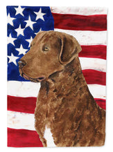 Load image into Gallery viewer, USA American Flag with Curly Coated Retriever Flag Canvas House Size