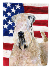 Load image into Gallery viewer, USA American Flag with Wheaten Terrier Soft Coated Flag Canvas House Size