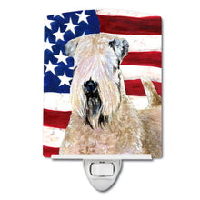 Load image into Gallery viewer, USA American Flag with Wheaten Terrier Soft Coated Ceramic Night Light SS4019CNL