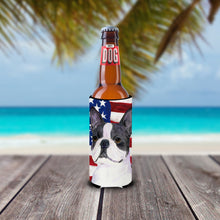 Load image into Gallery viewer, USA American Flag with Boston Terrier Slim Can Hugger – Fun &amp; Functional Drink Coolers SS4021MUK