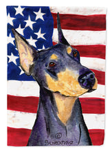 Load image into Gallery viewer, USA American Flag with Doberman Flag Canvas House Size