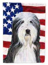 Load image into Gallery viewer, USA American Flag with Bearded Collie Flag Canvas House Size