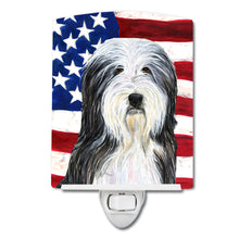Load image into Gallery viewer, USA American Flag with Bearded Collie Ceramic Night Light SS4024CNL
