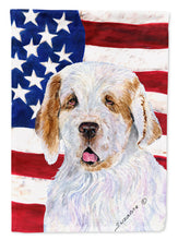 Load image into Gallery viewer, USA American Flag with Clumber Spaniel Flag Canvas House Size