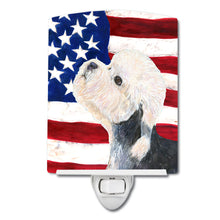 Load image into Gallery viewer, USA American Flag with Dandie Dinmont Terrier Ceramic Night Light SS4030CNL