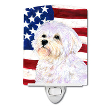 Load image into Gallery viewer, USA American Flag with Maltese Ceramic Night Light SS4043CNL