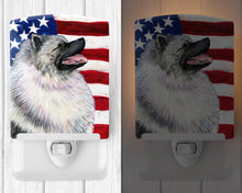 Load image into Gallery viewer, USA American Flag with Keeshond Ceramic Night Light SS4051CNL