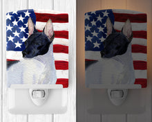Load image into Gallery viewer, USA American Flag with Rat Terrier Ceramic Night Light SS4054CNL