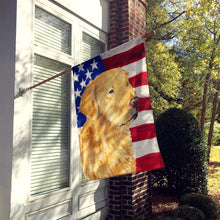 Load image into Gallery viewer, USA American Flag with Golden Retriever Flag Canvas House Size