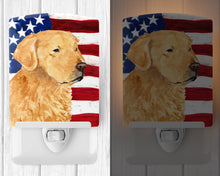 Load image into Gallery viewer, USA American Flag with Golden Retriever Ceramic Night Light SS4055CNL