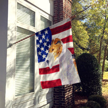 Load image into Gallery viewer, USA American Flag with Fox Terrier Flag Canvas House Size