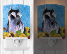 Load image into Gallery viewer, Schnauzer in Summer Flowers Ceramic Night Light SS4110CNL