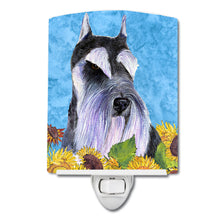 Load image into Gallery viewer, Schnauzer in Summer Flowers Ceramic Night Light SS4110CNL