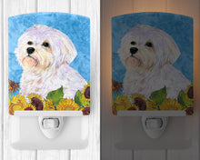 Load image into Gallery viewer, Maltese in Summer Flowers Ceramic Night Light SS4114CNL
