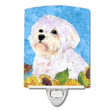 Load image into Gallery viewer, Maltese in Summer Flowers Ceramic Night Light SS4114CNL