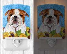 Load image into Gallery viewer, Bulldog English in Summer Flowers Ceramic Night Light SS4117CNL