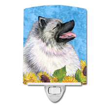 Load image into Gallery viewer, Keeshond in Summer Flowers Ceramic Night Light SS4122CNL